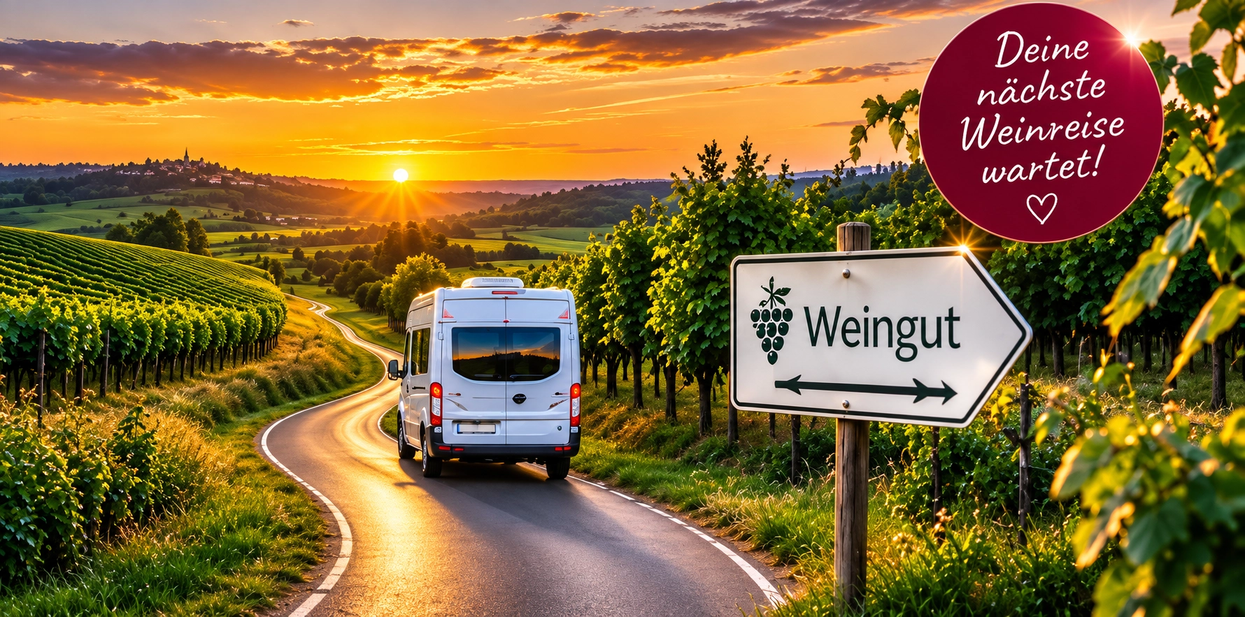 Camper unterwegs durch Weinberge